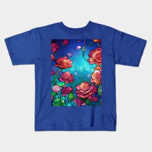 Stained Glass Roses Kids T-Shirt